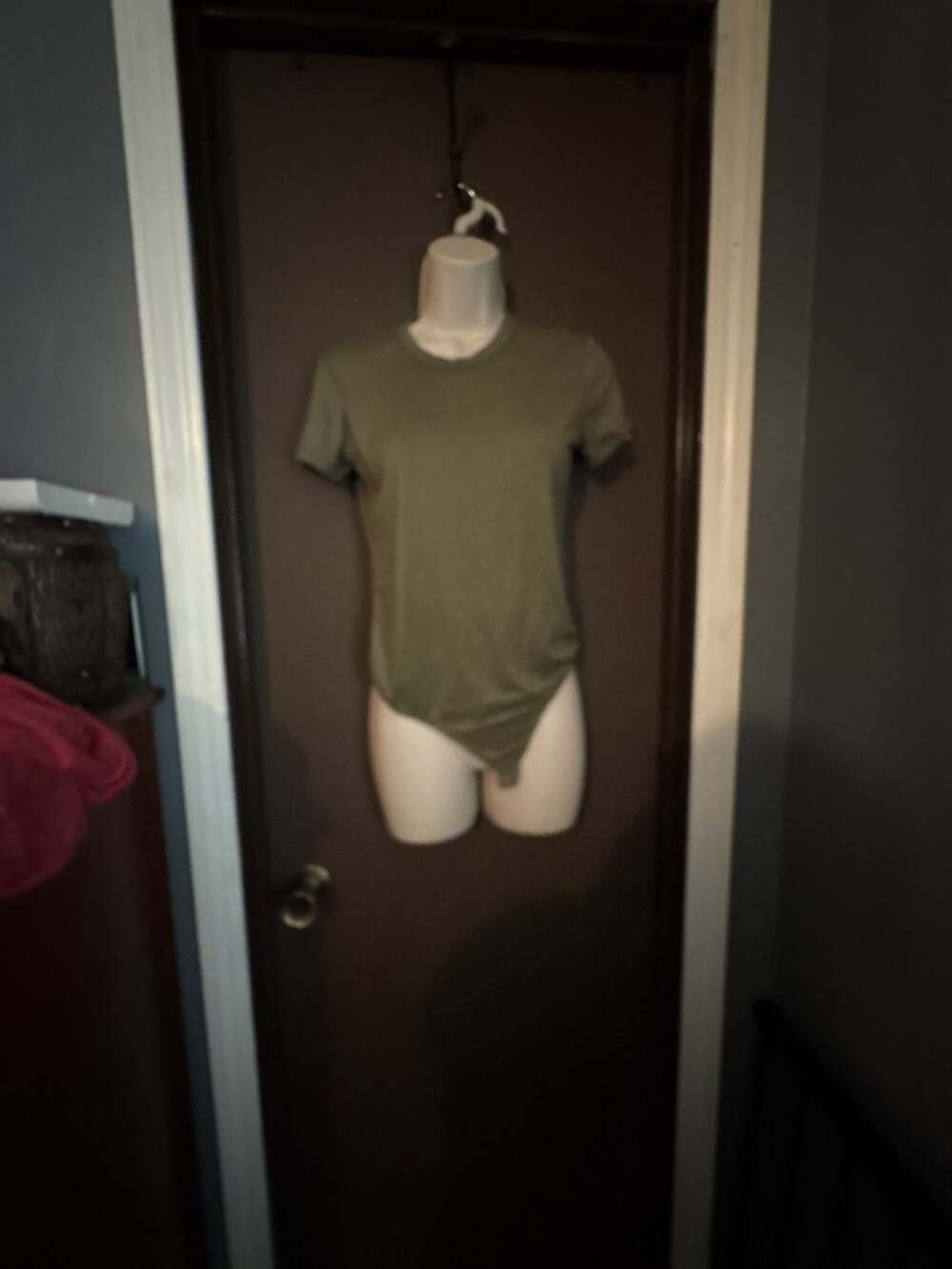 A New Day Women's Short Sleeve Crew Neck Bodysuit in Olive Green